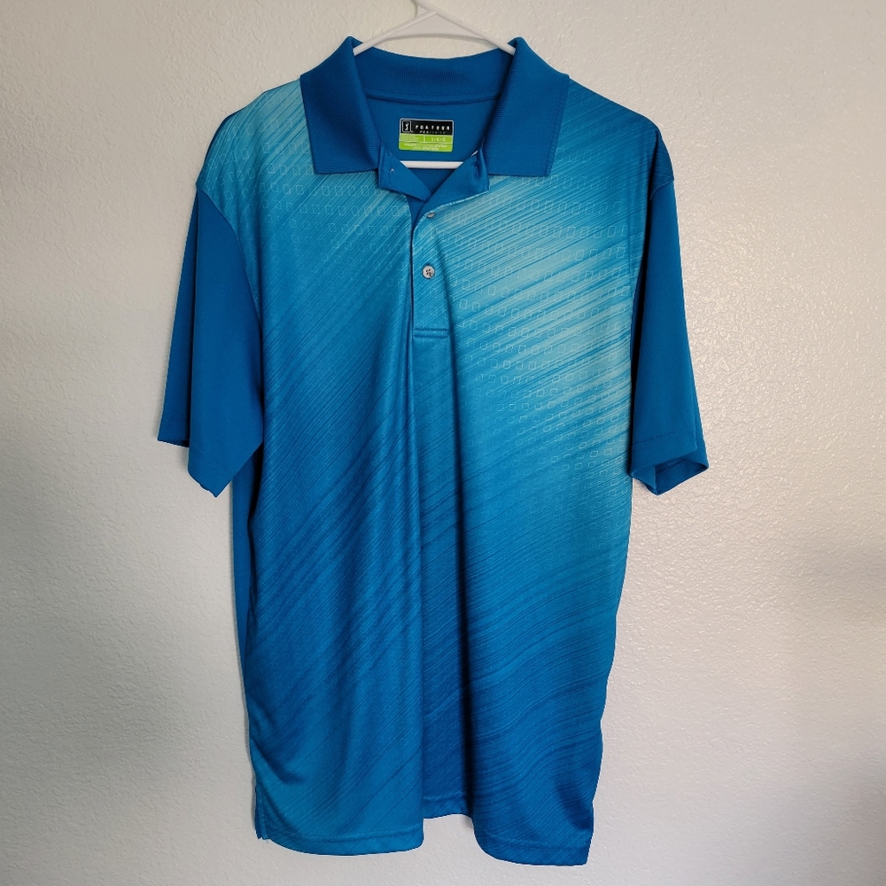 PGA tour men's golf polo blue design L